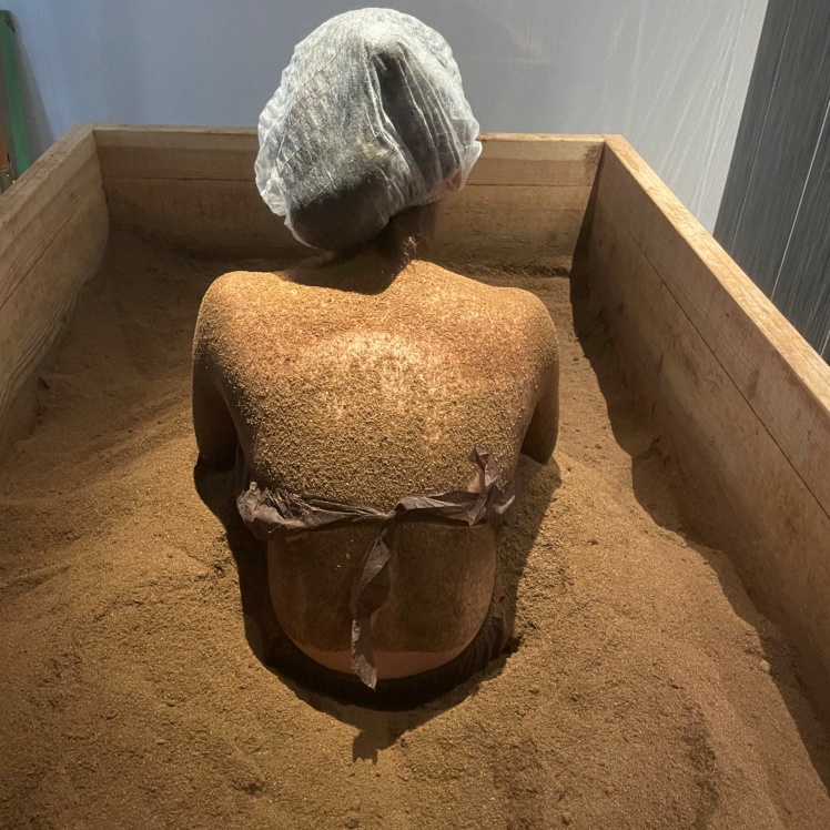 酵素風呂入浴中